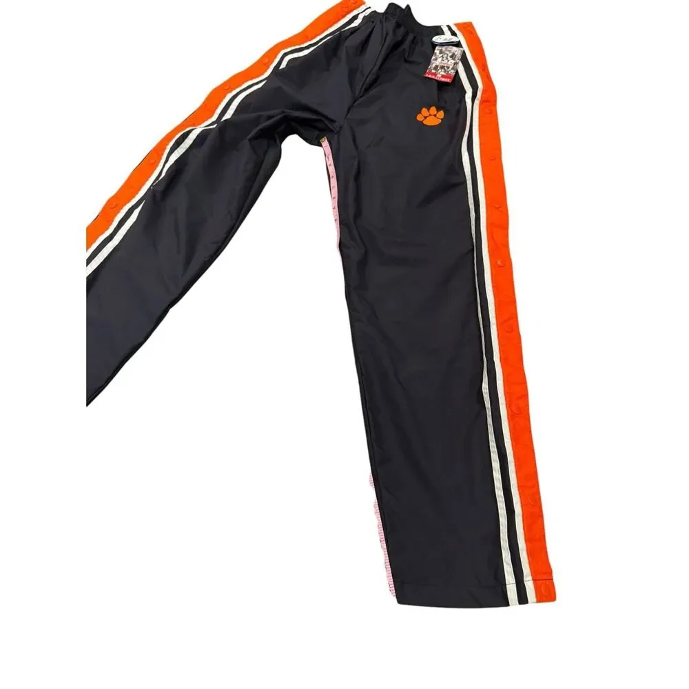 NWT Vintage Holloway Side Snap Athletic Track Pants Orange/Black Nylon Size Larg